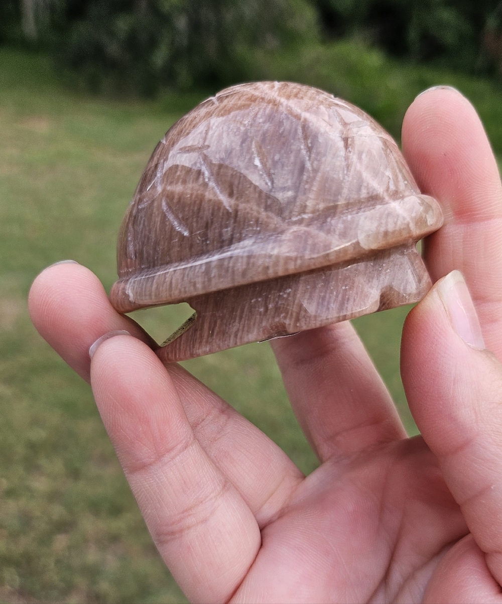 Peach Moonstone Turtle Shell - Picture 3 of 4